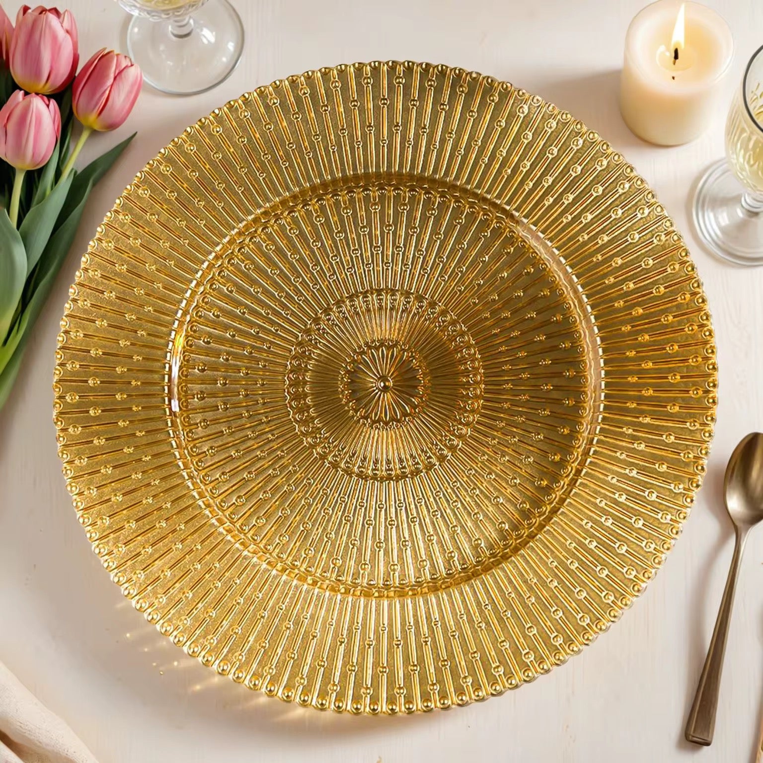 Set platos base de vidrio ámbar