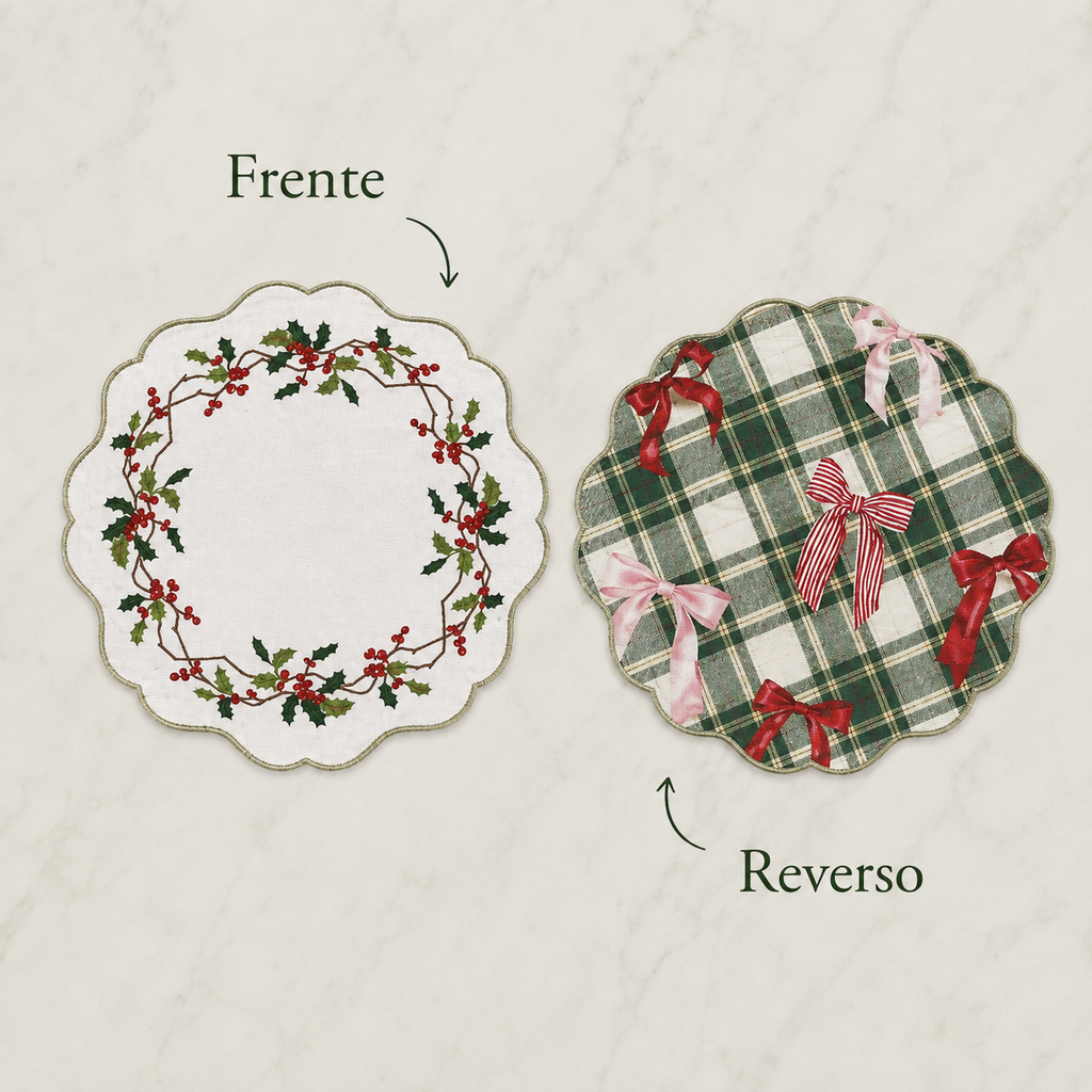 Mantel Individual Navidad Reversible de Piel Sintética  6 piezas| Decoración de Mesa Invierno