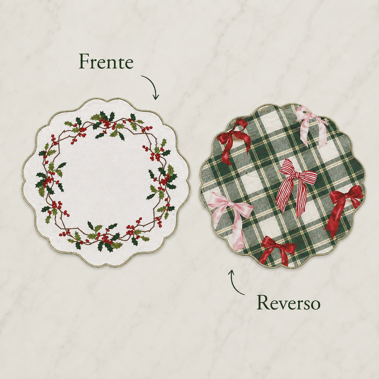 Mantel Individual Navidad Reversible de Piel Sintética  6 piezas| Decoración de Mesa Invierno