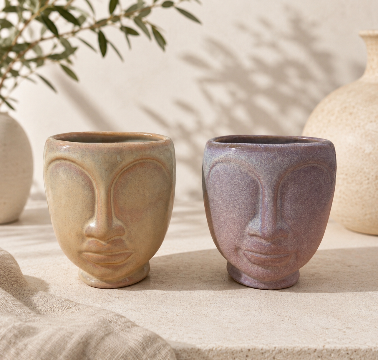 Vaso / Taza Caras cerámica