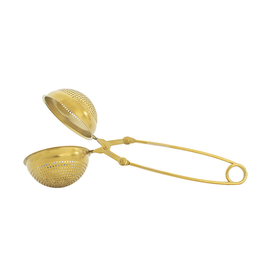 Infusor de té esfera dorado