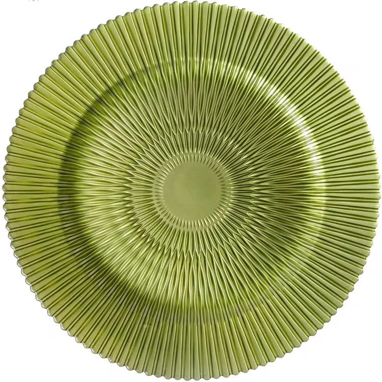 Set platos base de vidrio verde