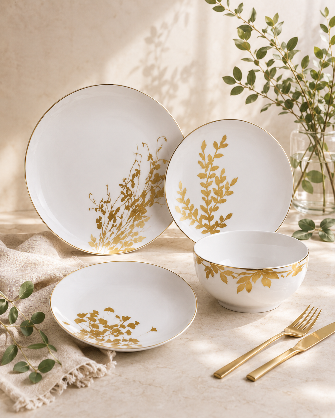 Vajilla hojas doradas ( bowl de regalo)
