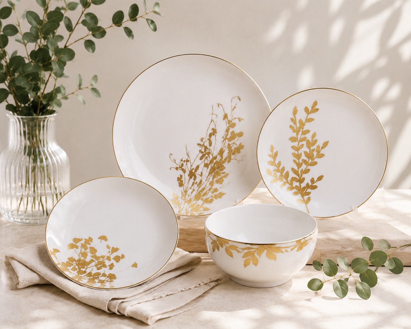 Vajilla hojas doradas ( bowl de regalo)