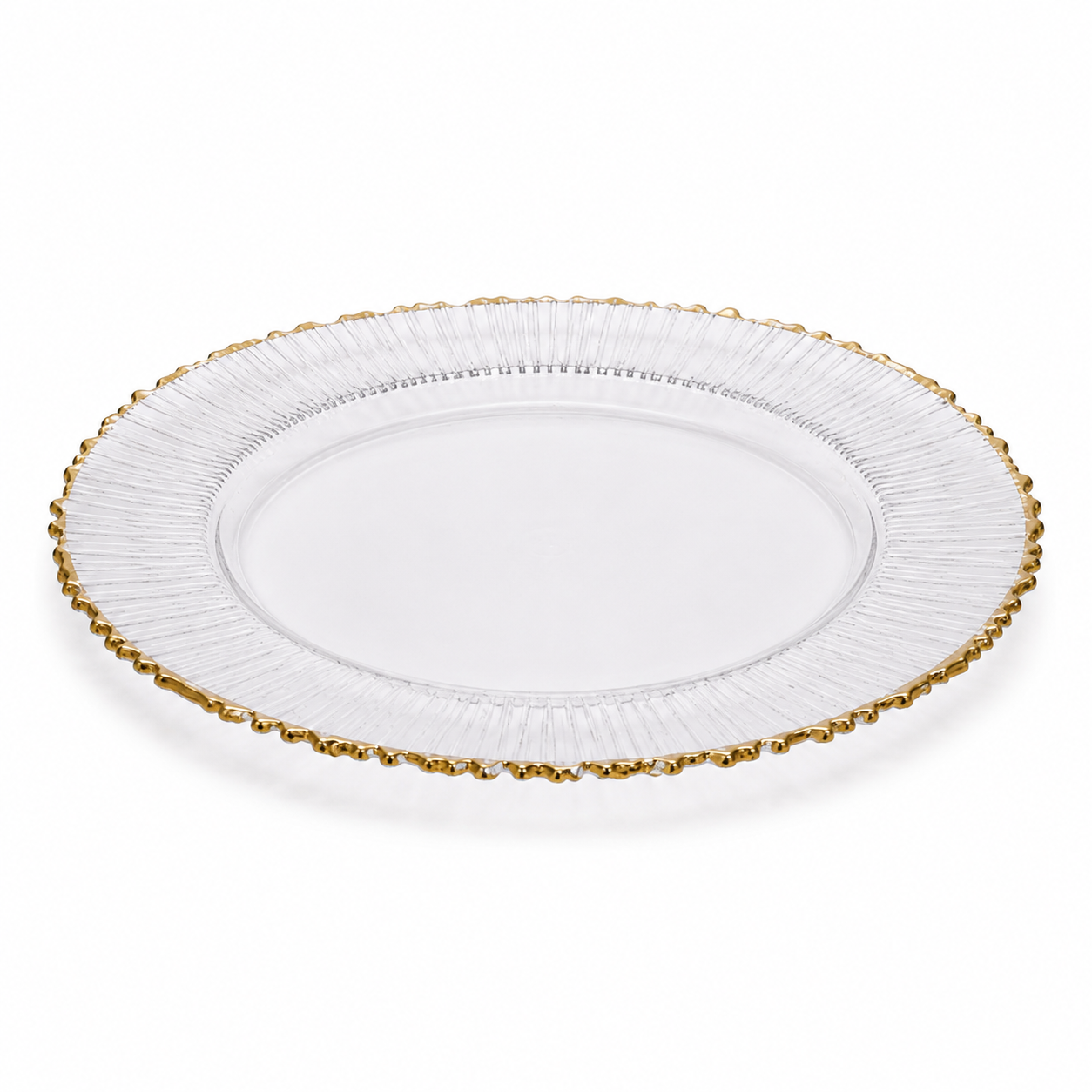 Set platos base de vidrio filo dorado