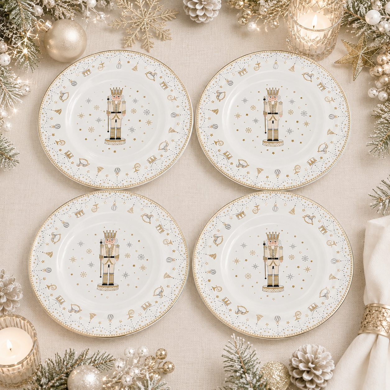Set 4 platos Cascanueces dorados