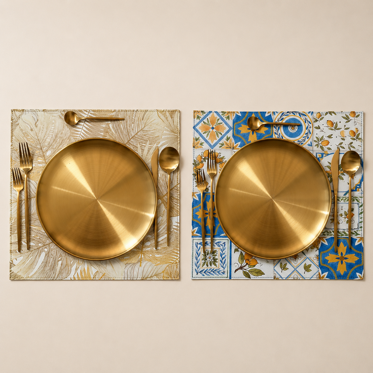 Mantel Individual limón tropical Reversible de Piel Sintética  6 piezas| Decoración de Mesa