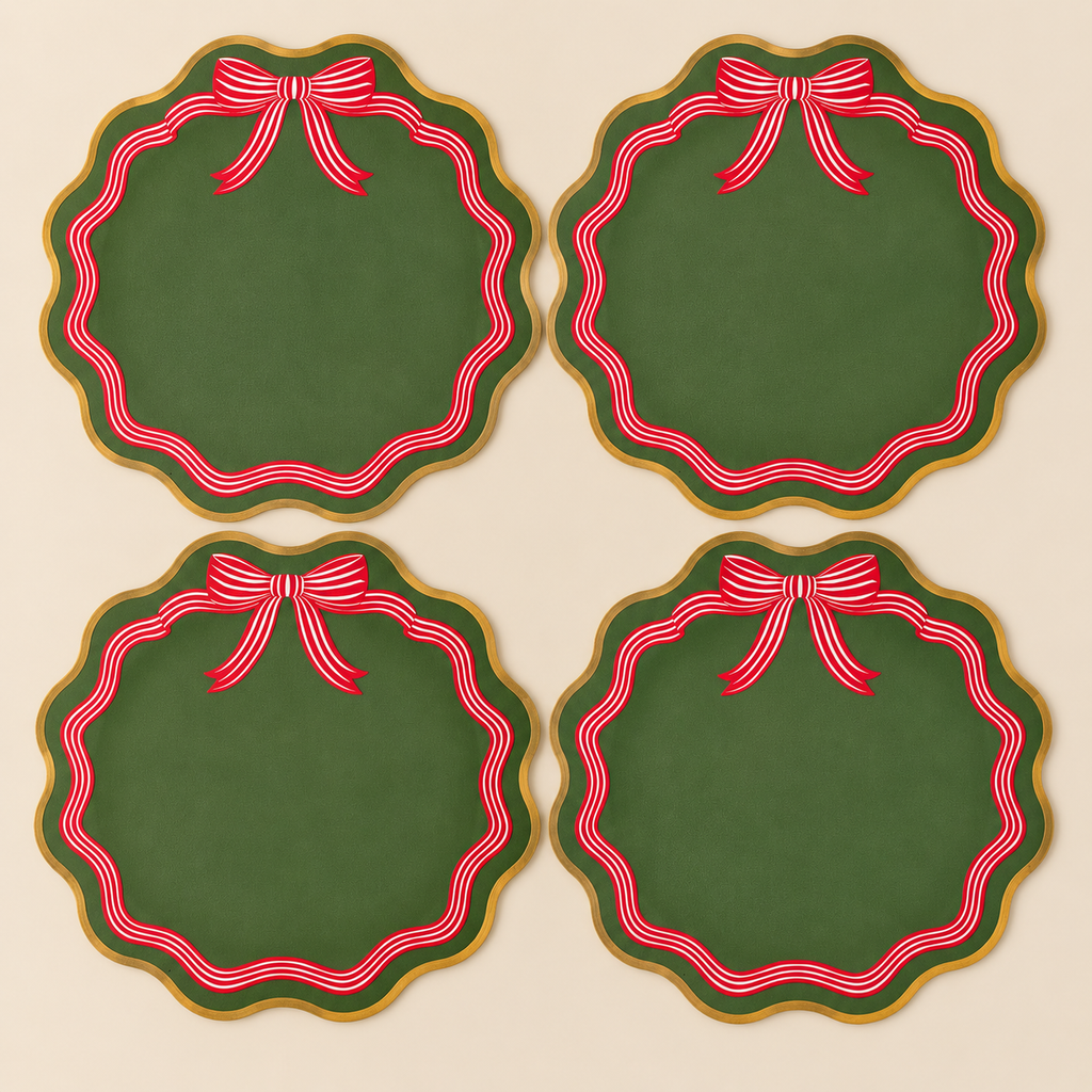 Mantel Individual Cascanueces de Piel Sintética  4 piezas| Decoración de Mesa