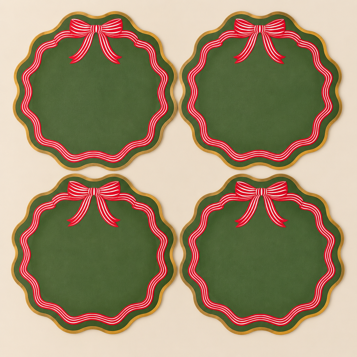 Mantel Individual Cascanueces de Piel Sintética  4 piezas| Decoración de Mesa
