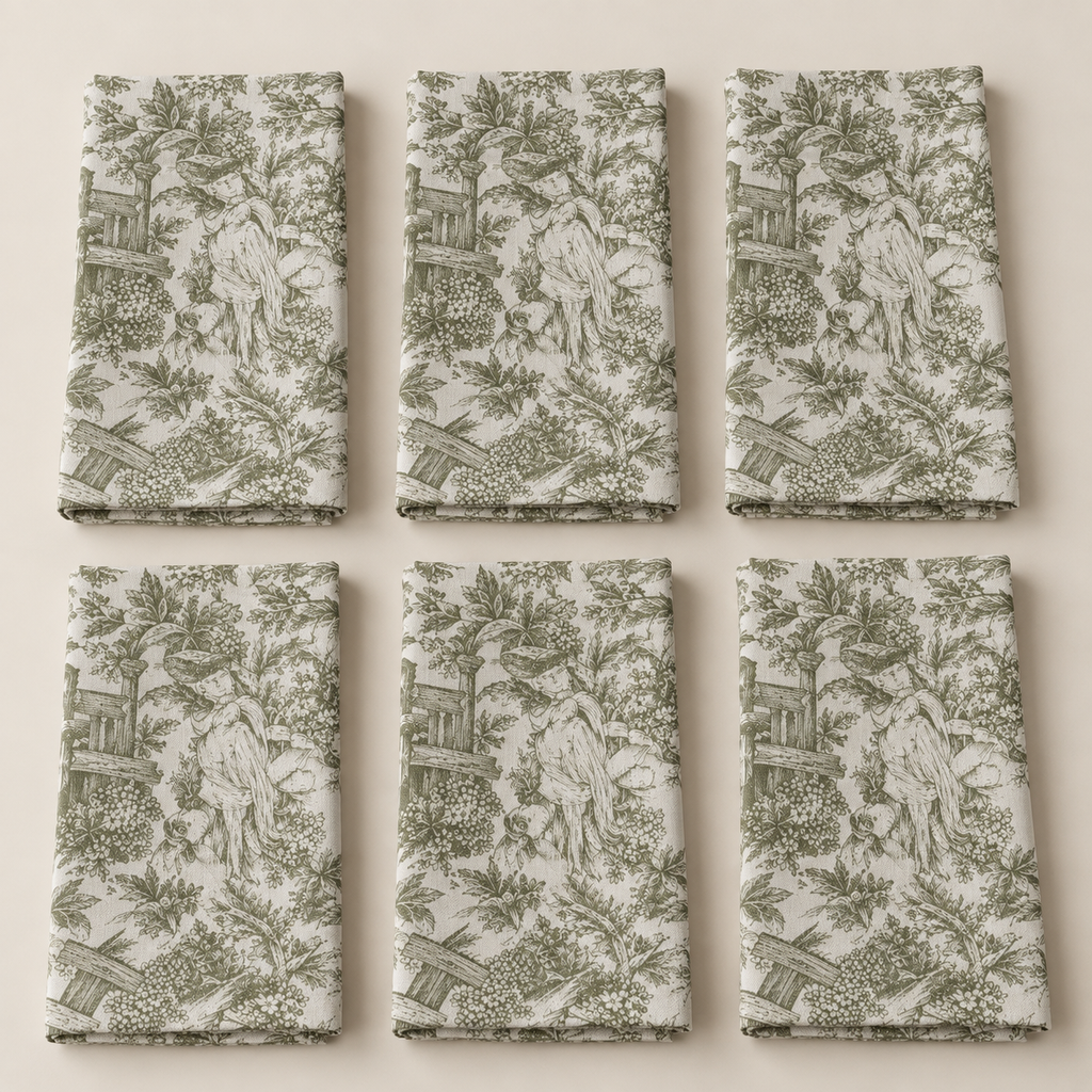 Servilletas de Tela Estampadas Toile de Jouy – Set de 6