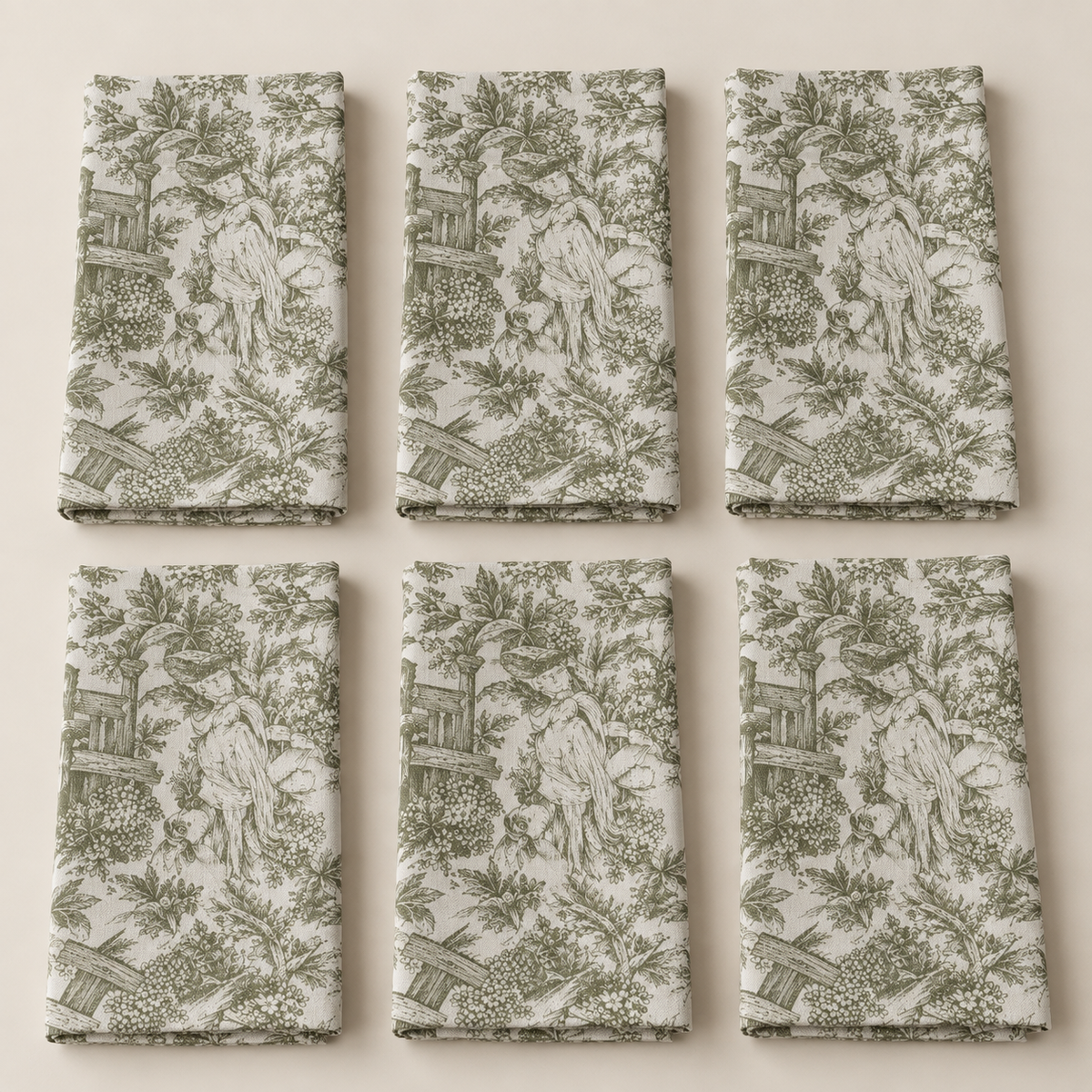 Servilletas de Tela Estampadas Toile de Jouy – Set de 6