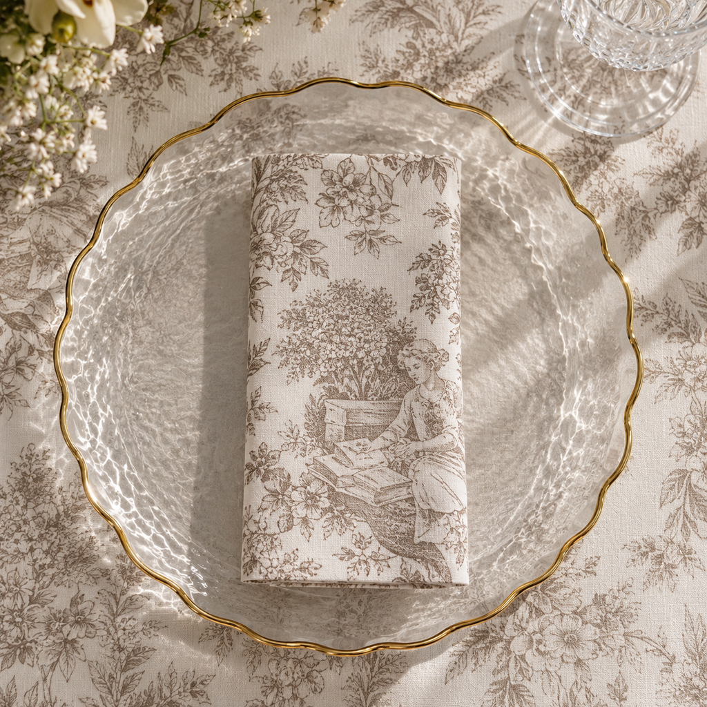 Servilletas de Tela Estampadas Toile de Jouy – Set de 6