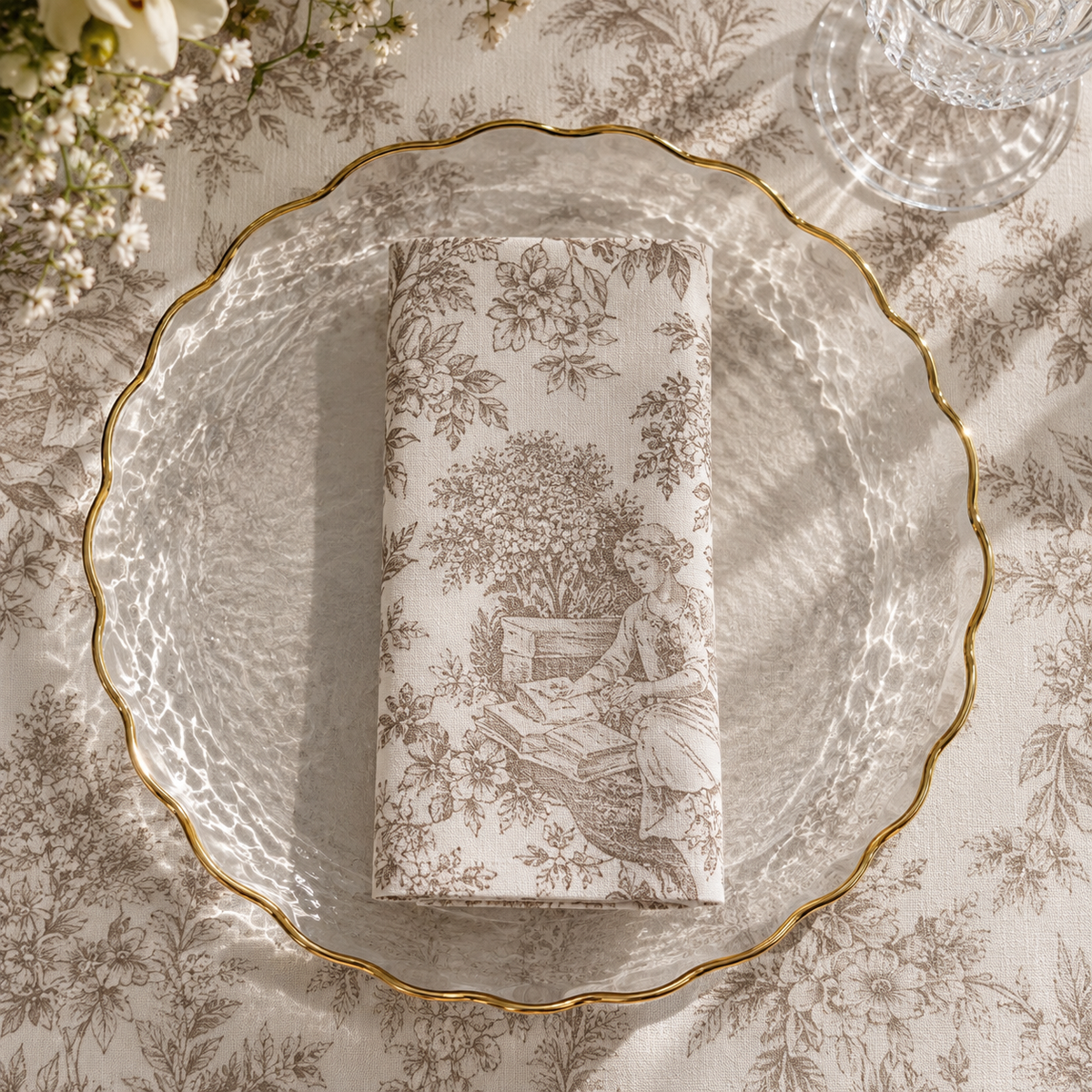 Servilletas de Tela Estampadas Toile de Jouy – Set de 6