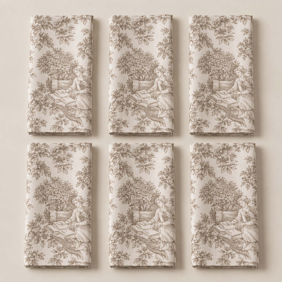 Servilletas de Tela Estampadas Toile de Jouy – Set de 6