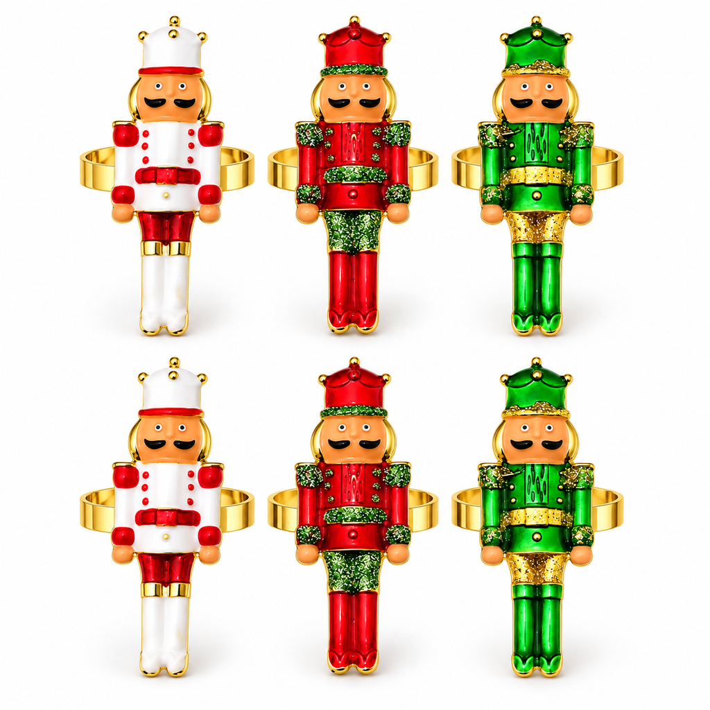 Servilleteros cascanueces navidad 6 piezas colores