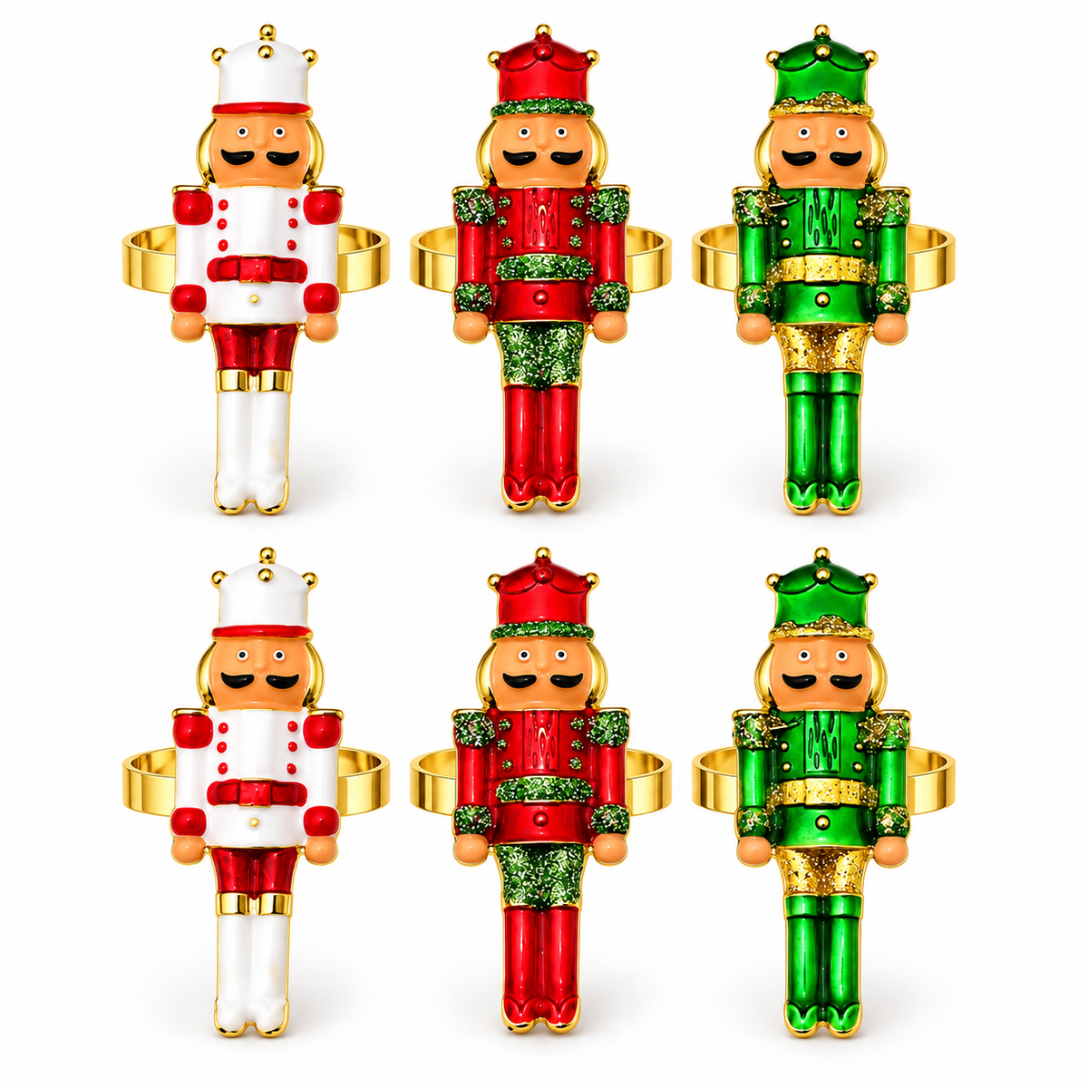 Servilleteros cascanueces navidad 6 piezas colores