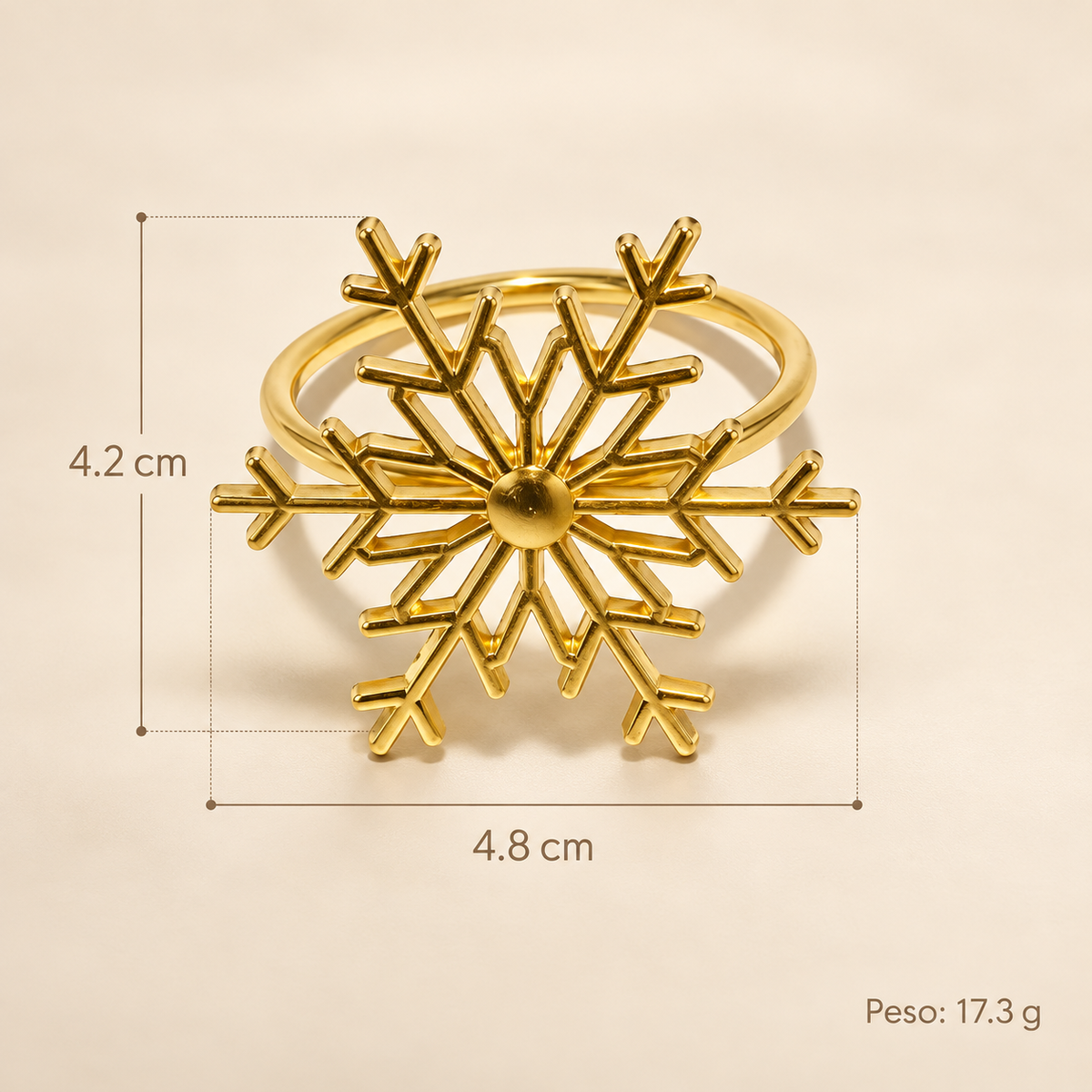 Servilleteros copo navidad 6 piezas  dorados