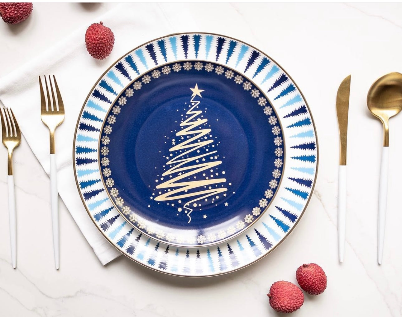 Vajilla Navidad  azul marino