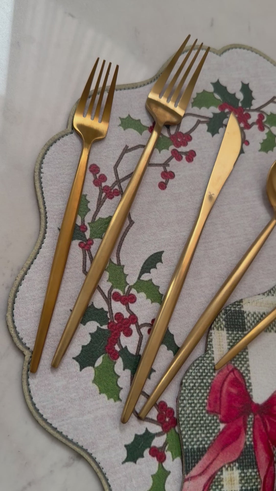 Mantel Individual Navidad Reversible de Piel Sintética  6 piezas| Decoración de Mesa Invierno