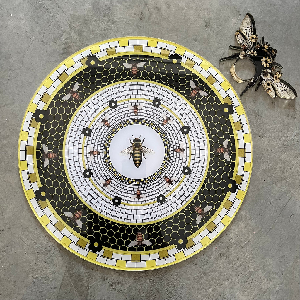 Bajo platos y servilleteros abeja 6 personas