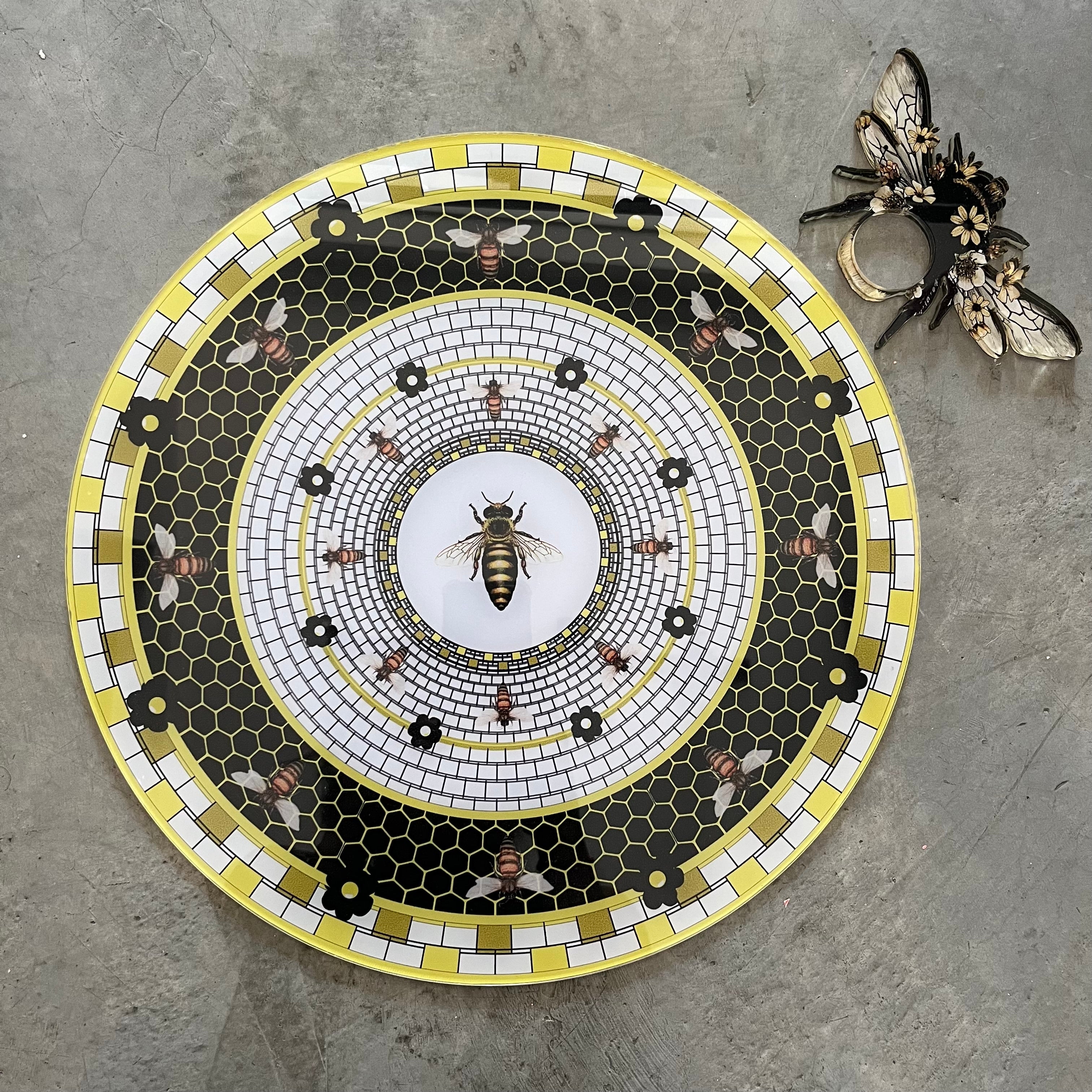 Bajo platos y servilleteros abeja 6 personas
