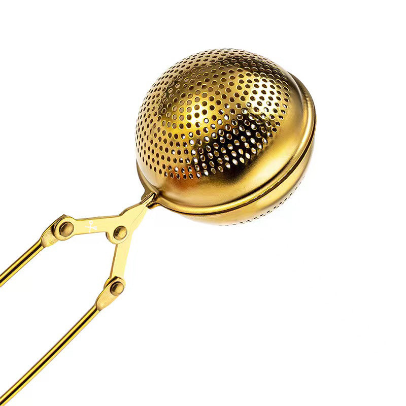 Infusor de té esfera dorado