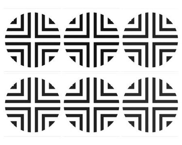 Set platos base de acrílico negro con blanco stripes
